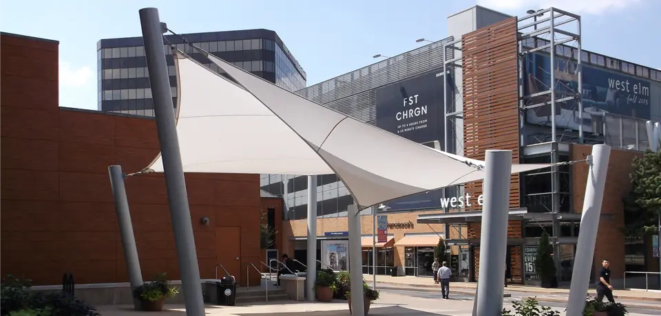 Malls shade structures installation